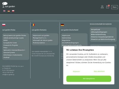 Website von SUN GARDEN GmbH