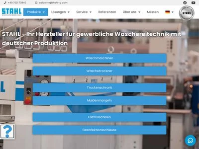 Website von Gottlob STAHL Wäschereimaschinenbau GmbH