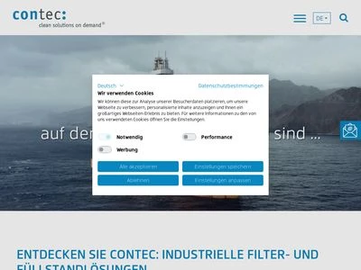 Website von contec GmbH Industrieausrüstungen