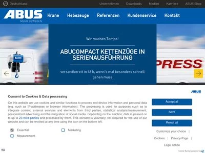 Website von ABUS Kransysteme GmbH