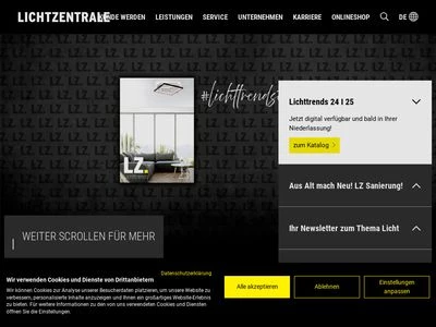 Website von LICHTZENTRALE Lichtgroßhandel GmbH