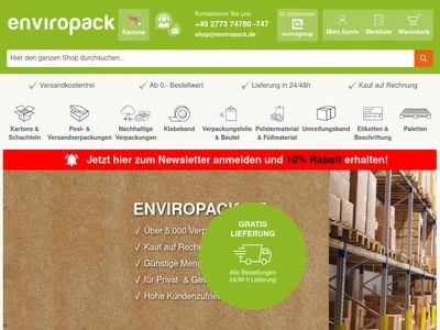 Website von Enviro Pack GmbH