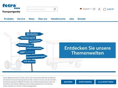 Website von fetra Fechtel Transportgeräte GmbH