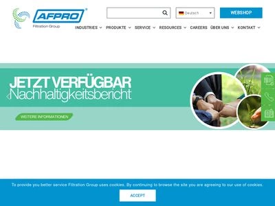 Website von AFPRO Filters GmbH