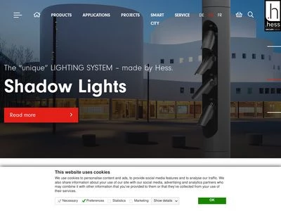 Website von Hess GmbH Licht + Form