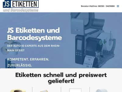 Website von JS Etiketten und Barcodesysteme