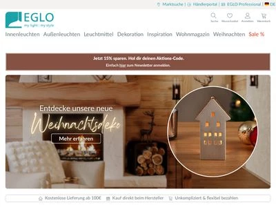 Website von EGLO Leuchten GmbH