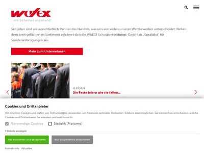 Website von Watex Schutz-Bekleidungs-GmbH