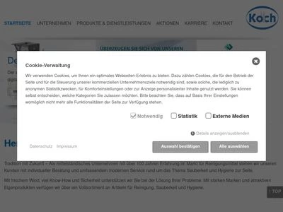 Website von KOCH Hygiene GmbH