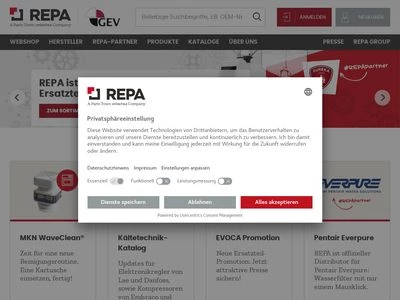 Website von REPA Deutschland GmbH