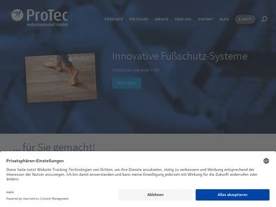 Website von ProTec Industriebedarf GmbH