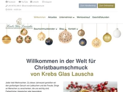 Website von Krebs Glas Lauscha GmbH