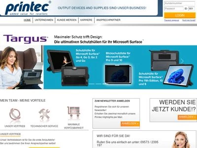 Website von Printec Distribution AG