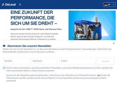 Website von DeLaval GmbH