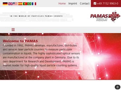 Website von PAMAS Partikelmess- und Analysesysteme GmbH