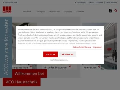 Website von Aco Passavant GmbH