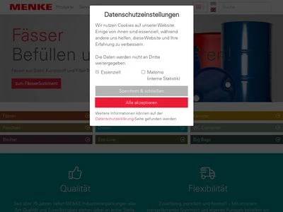 Website von MENKE Industrieverpackungen GmbH