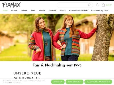 Website von FLOMAX Naturmode GmbH