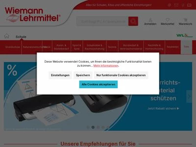 Website von Wiemann Lehrmittel GmbH