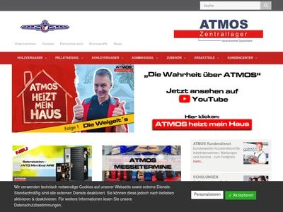 Website von ATMOS Zentrallager - Generalvertrieb Deutschland