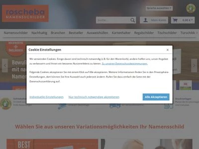 Website von roscheba Namensschilder GmbH