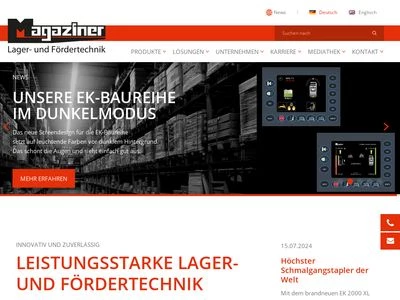 Website von Magaziner Lager- und Fördertechnik GmbH