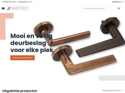 Website von Artitec Wallebroek BV