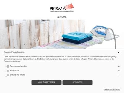 Website von PRISMA Textil Produktions- und Vertriebs-GmbH