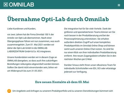 Website von Opti-Lab GmbH