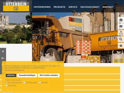 Website von Zement- und Kalkwerke Otterbein GmbH & Co. KG