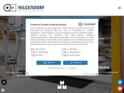 Website von Hilgendorf GmbH + Co.