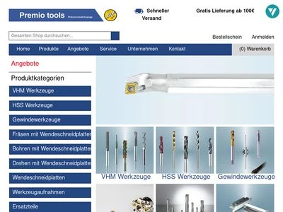 Website von Premio tools GmbH