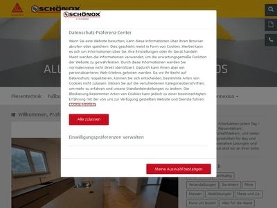 Website von Schönox - Sika Deutschland GmbH