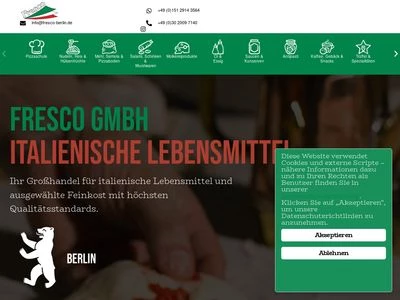 Website von Fresco GmbH Italienische Lebensmittel