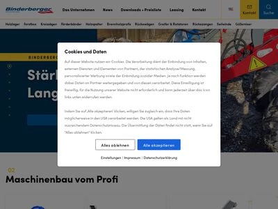 Website von Binderberger Maschinenbau GmbH