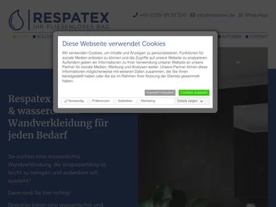 Website von Respatex GmbH Deutschland