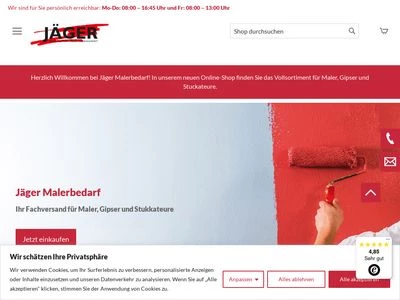 Website von Jäger Malerbedarf GmbH