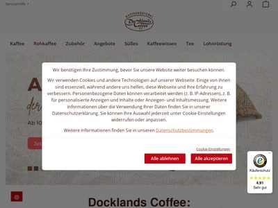 Website von Docklands - Coffee e.K.