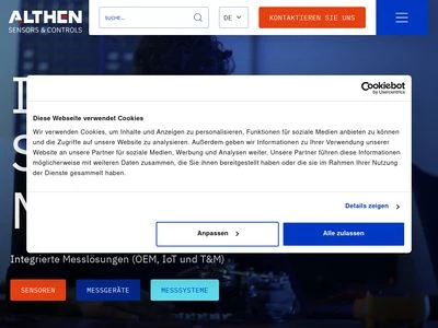 Website von Althen GmbH Mess- und Sensortechnik