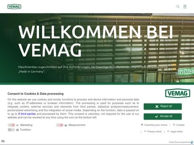 Website von Vemag Maschinenbau GmbH