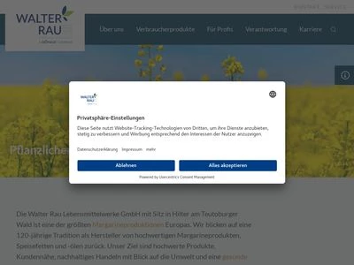 Website von Walter Rau Lebensmittelwerke GmbH