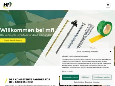 Website von mfi Metall + Fastening Industrie GmbH