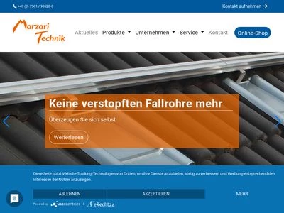 Website von Marzari Technik GmbH