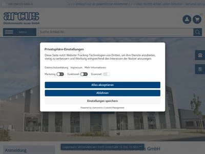 Website von Dichtelemente arcus GmbH