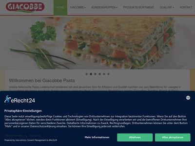 Website von Giacobbe Pasta GmbH