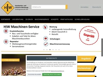 Website von HIW Handwerker- und Industrie-Werkzeuge Handelsgesellschaft mbH