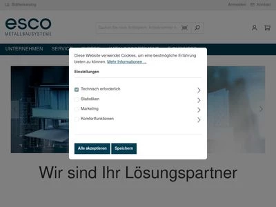 Website von esco Metallbausysteme GmbH