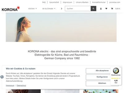 Website von KORONA electric GmbH