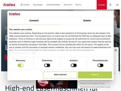 Website von Trotec Laser Gmbh