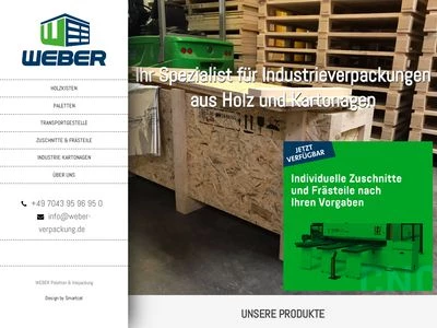 Website von WEBER Paletten & Verpackung